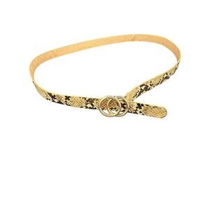 Snake print belt W Gold Toned Double-circle Buckle Size Up To 32”